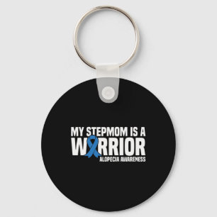 My Stepmom is a Warrior Blue Ribbon Alopecia Aware Key Ring
