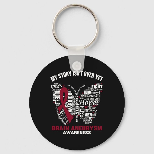 My Story Isn't Over Yet Brain Aneurysm Awareness  Key Ring (Front)