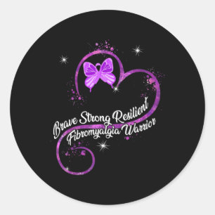 My Strong Resilient Fibromyalgia Warrior Awareness Classic Round Sticker