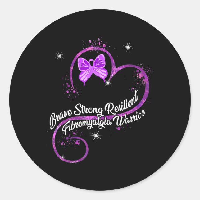 My Strong Resilient Fibromyalgia Warrior Awareness Classic Round Sticker (Front)