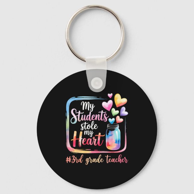 My Student Stole My Heart 3rd Grade Teacher Valent Key Ring (Front)
