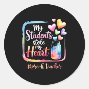 My Student Stole My Heart Pre-k Teacher Valentine  Classic Round Sticker