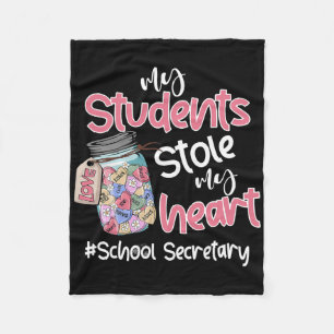 My Student Stole My Heart School Secretary Valenti Fleece Blanket