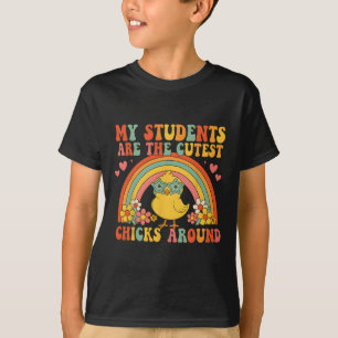 My Students Are Cutest Chicks Around Retro Rainbow T-Shirt