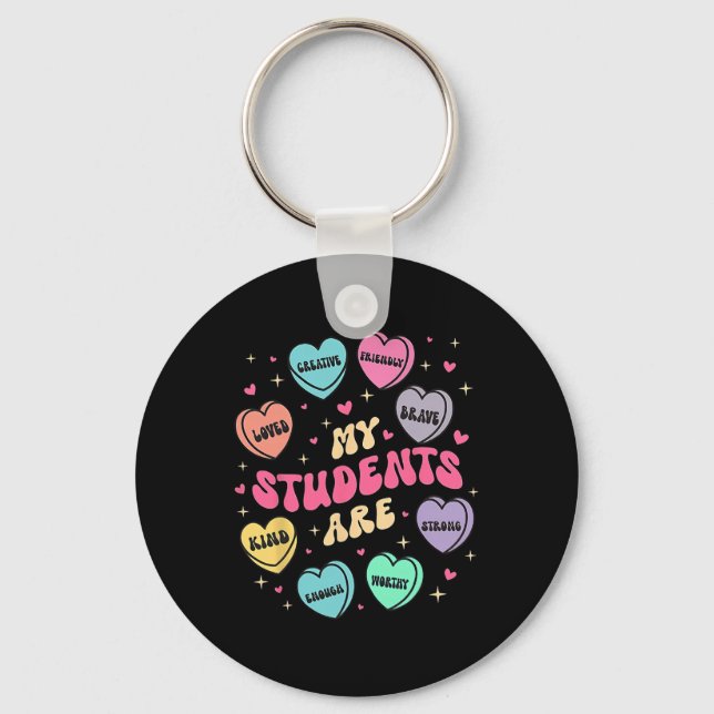 My Students Are Enough Friendly Valentines Day Tea Key Ring (Front)