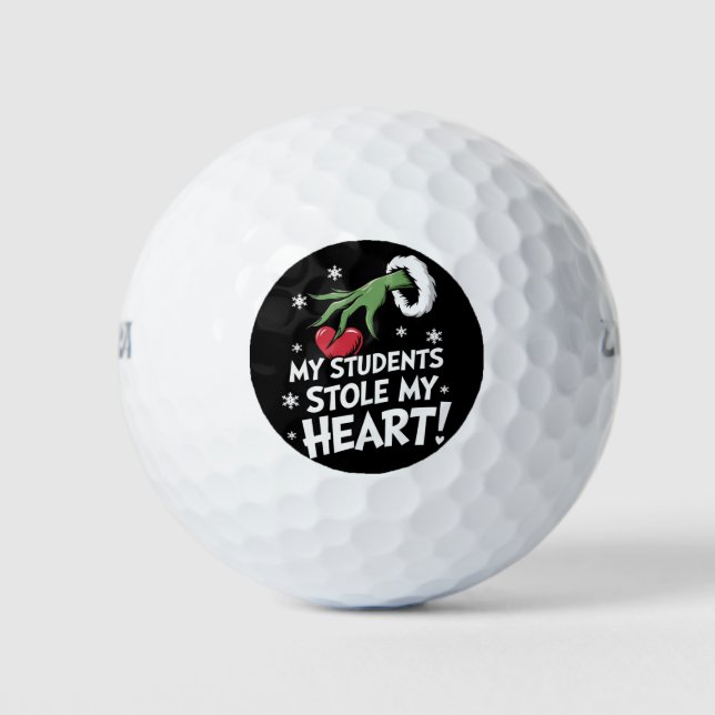 My Students Stole My Heart Xmas Christmas Teacher  Golf Balls (Front)