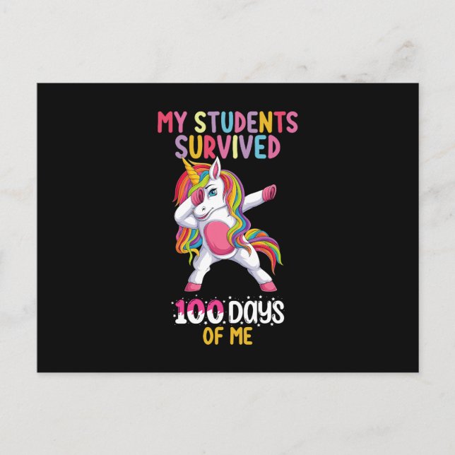 My Students Survived 100 Days of Me School Teacher Postcard (Front)