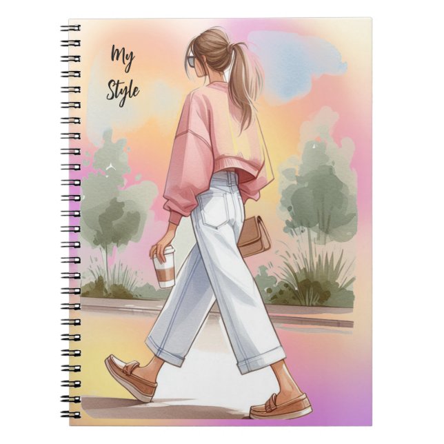 My Style Fashionable Girl with Coffee Journal (Front)