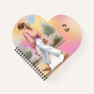 My Style Fashionable Girl with Coffee Journal