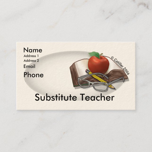 My Substitute Teacher Business Card (Front)