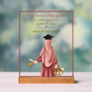 "My Success is Only by Allah" Graduating Girl Acrylic Sign