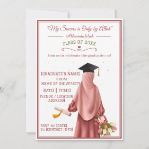 "My Success is Only by Allah" Graduating Girl Invitation