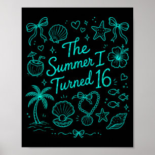 My Summer Turning 16 Tropical Beach Birthday Poster
