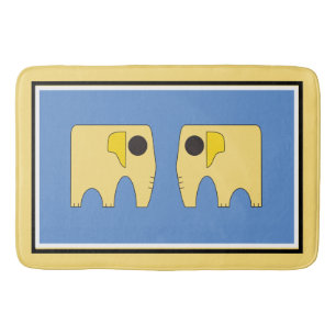 My Sunny Elephant on Blue Bath Mat