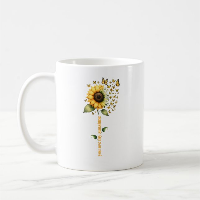 My Sunshine Butterflies Sunflower Personalised Coffee Mug (Left)