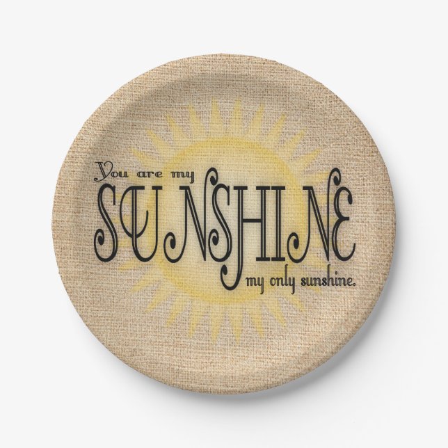 My Sunshine on Burlap Paper Plate (Front)