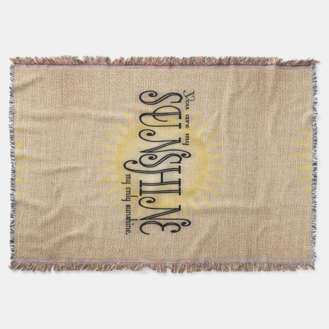 My Sunshine on Burlap Throw Blanket (Front)