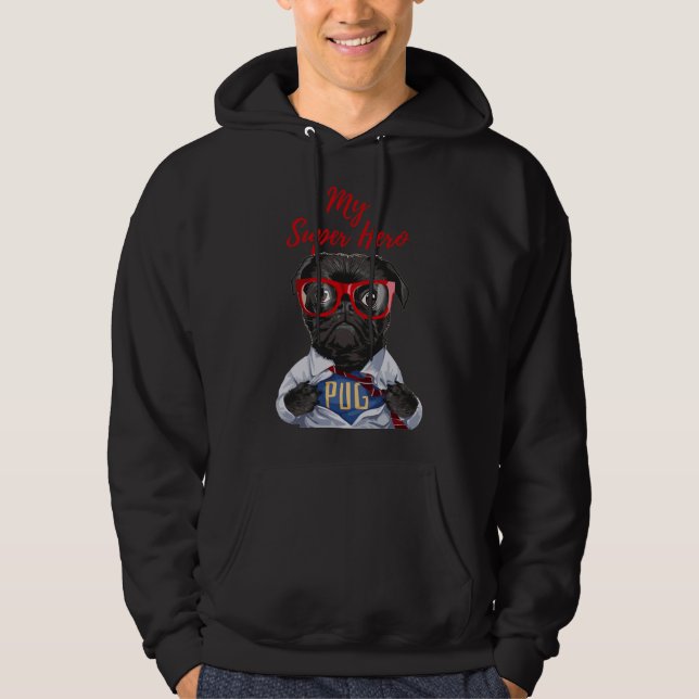 My Super Hero Pug! The cutest pug on store. Premiu Hoodie (Front)