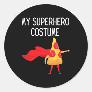 My Superhero Pizza With Cape Halloween Costume Fun Classic Round Sticker