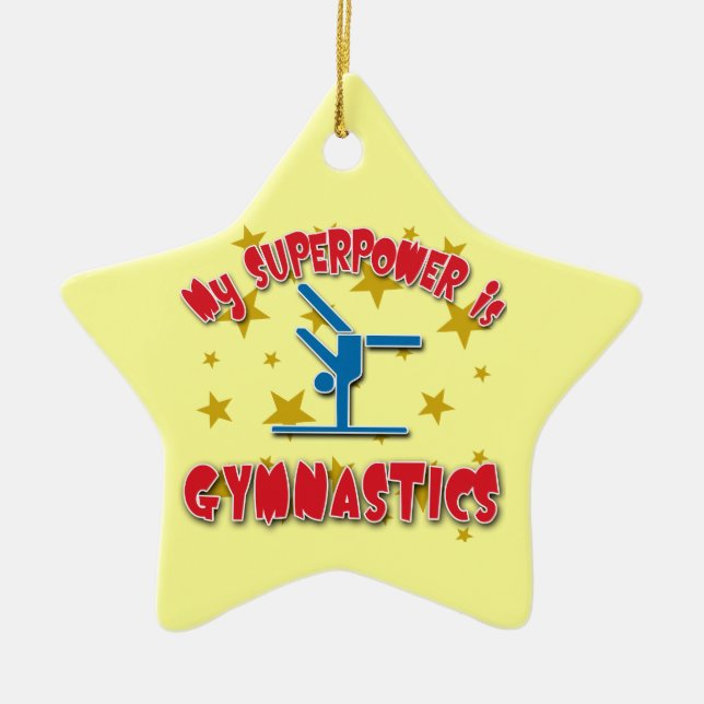 My Superpower is Gymnastics Ceramic Tree Decoration (Front)