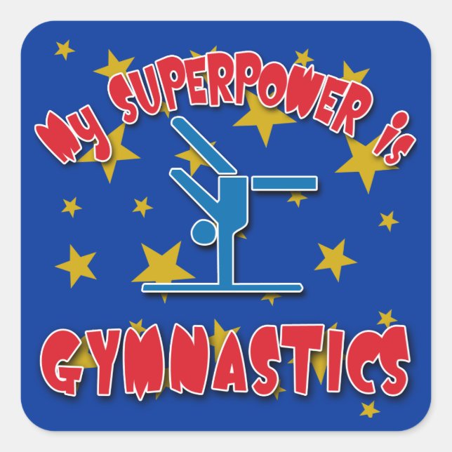 My Superpower is Gymnastics Square Sticker (Front)