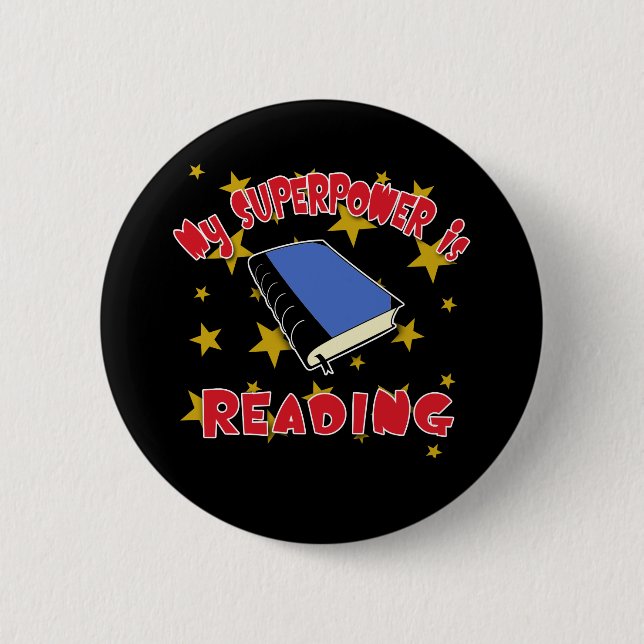 My Superpower is Reading 6 Cm Round Badge (Front)