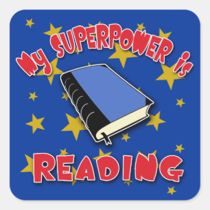 My Superpower is Reading Square Sticker