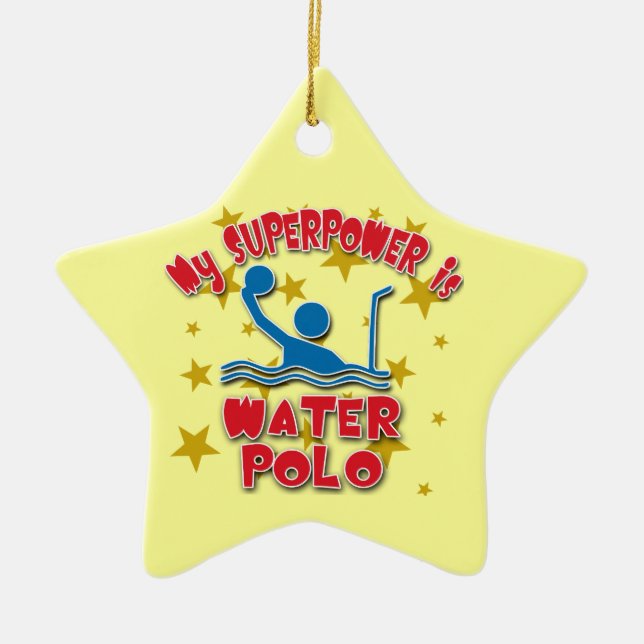 My Superpower is Water Polo Ceramic Tree Decoration (Front)