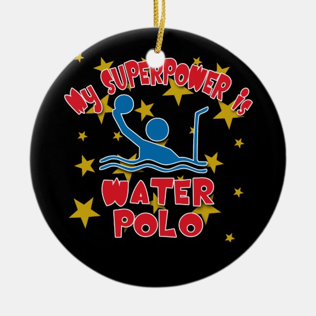 My Superpower is Water Polo Ceramic Tree Decoration (Front)