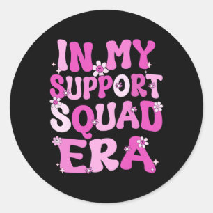 My Support Squad Era Groovy Breast Cancer Awarenes Classic Round Sticker