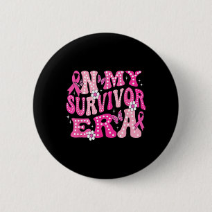 My Survivor Era Pink Groovy Retro Breast Cancer Aw 6 Cm Round Badge