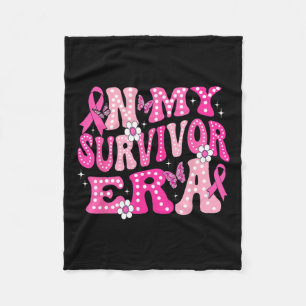 My Survivor Era Pink Groovy Retro Breast Cancer Aw Fleece Blanket