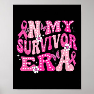 My Survivor Era Pink Groovy Retro Breast Cancer Aw Poster