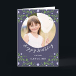 My Sweet Girl | Personalised Photo Birthday Card<br><div class="desc">Let a special little girl in your life know how very loved she is with this beautiful, personalised photo birthday card. This darling card has a circle cutout for your photo, a dusk purple background, and a whimsical floral design in green and light lavender. Great idea for a granddaughter, niece,...</div>