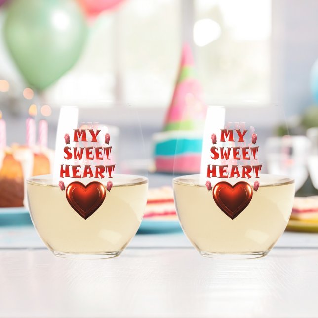 MY SWEET HEART STEMLESS WINE GLASS (Insitu (Birthday))