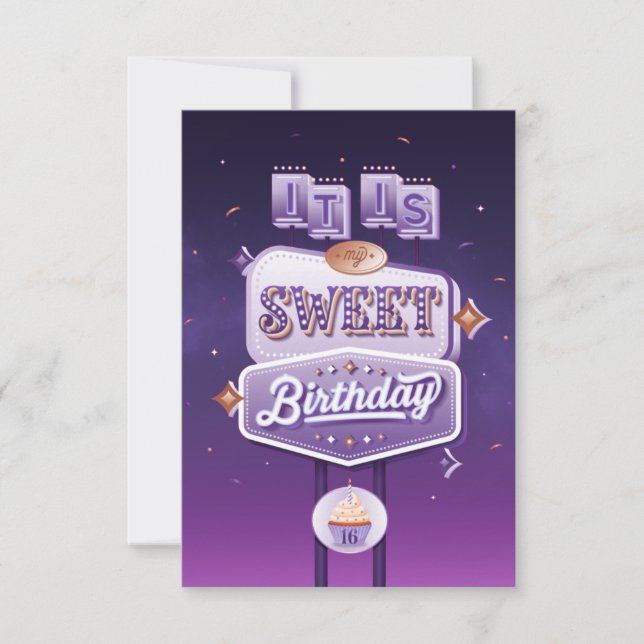 My Sweet Sixteen Birthday Party Invitation (small) (Front)