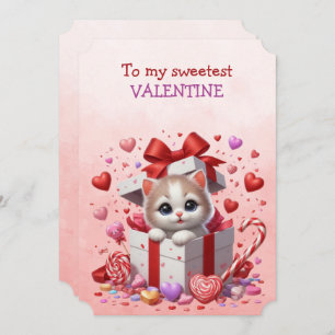  My Sweetest Valentine Kitten In a Box Holiday Card