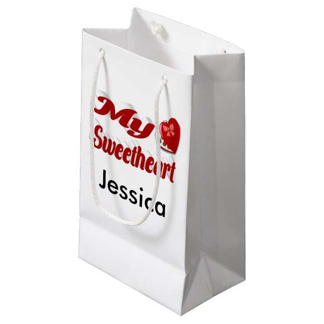 My Sweetheart Personalised Valentines Day  Small Gift Bag (Front Angled)