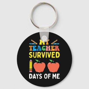 My Teacher Survived 100 Days Of Me Fun School Key Ring