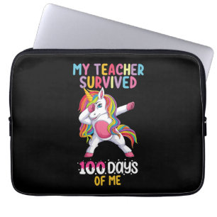 My Teacher Survived 100 Days Of Me School Unicorn Laptop Sleeve