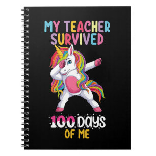 My Teacher Survived 100 Days Of Me School Unicorn Notebook