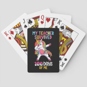 My Teacher Survived 100 Days Of Me School Unicorn Playing Cards