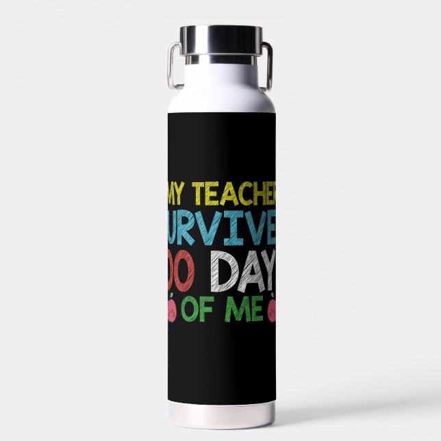 My Teacher Survived 100th Day Of Me School Water Bottle (Front)