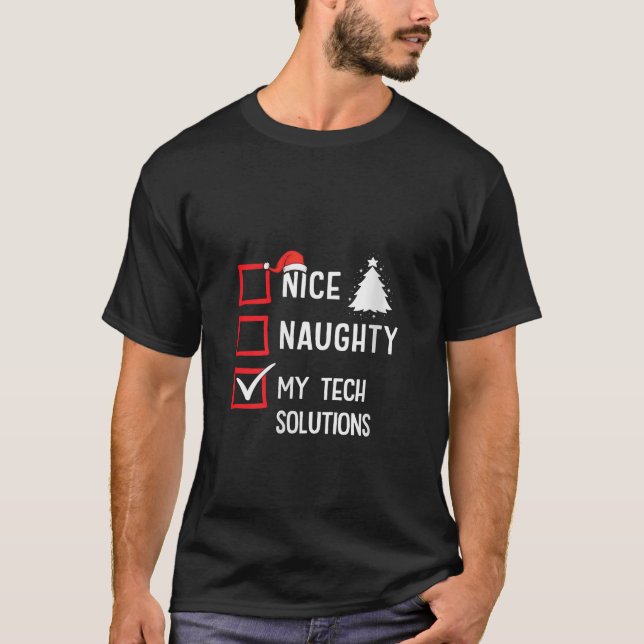 My Tech Solutions Nice Naughty Christmas V Neck  T-Shirt (Front)