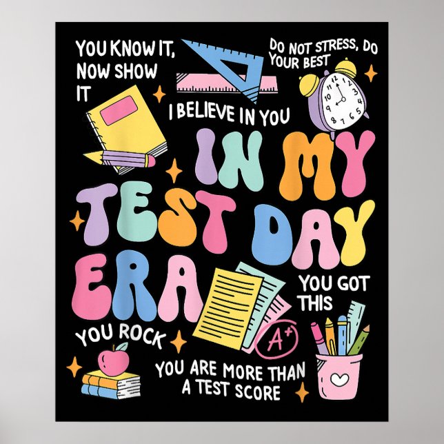 My Test Day Era Retro Groovy Testing Day Teacher Poster (Front)
