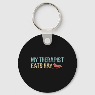 My Therapist Eats Hay Vintage Horseback Riding Wom Key Ring