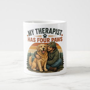 My Therapist Has Four Paws Golden Retriever Coffee Large Coffee Mug