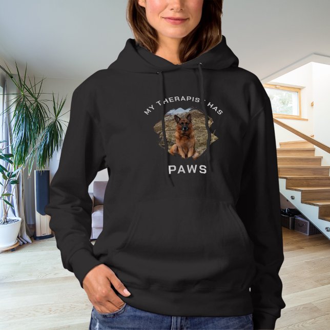 My therapist has paws dog photo black hoodie (Creator Uploaded)
