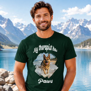 My therapist has paws dog photo green T-Shirt