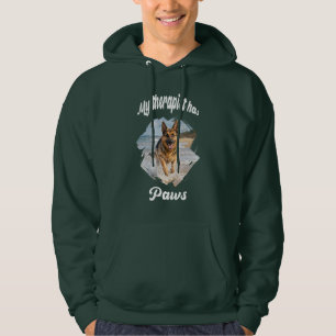 My therapist has paws dog photo quote joke green hoodie